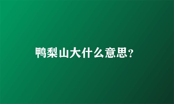 鸭梨山大什么意思？