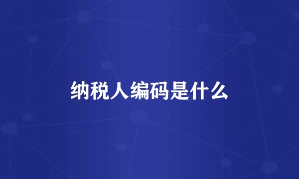 纳税人编码是什么