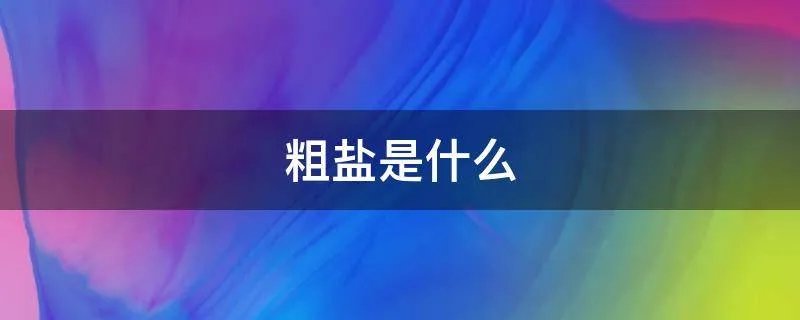 粗盐是什么