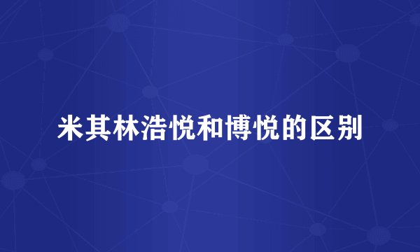 米其林浩悦和博悦的区别