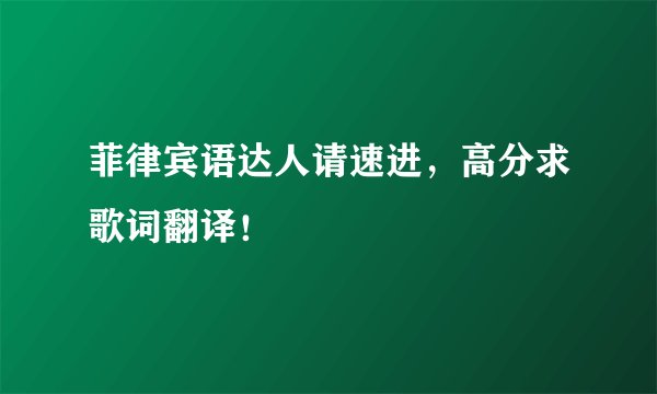 菲律宾语达人请速进，高分求歌词翻译！
