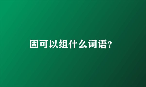 固可以组什么词语？