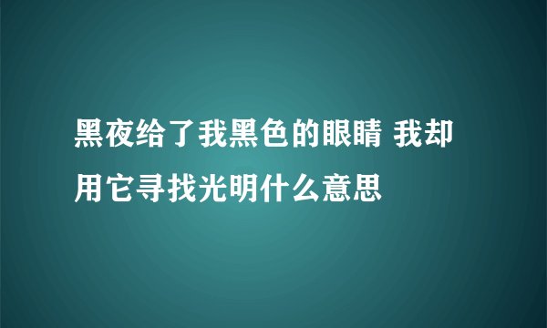 黑夜给了我黑色的眼睛 我却用它寻找光明什么意思