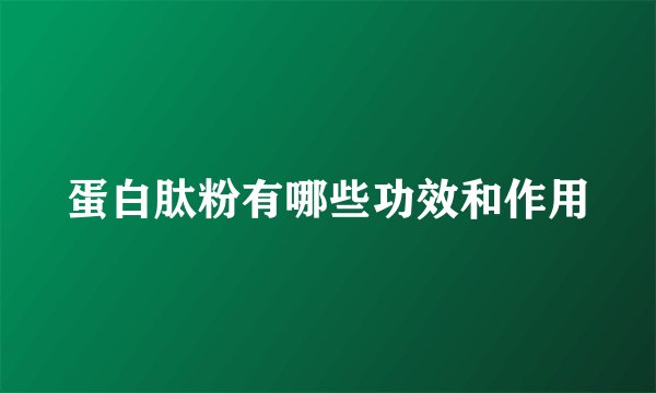 蛋白肽粉有哪些功效和作用