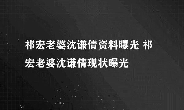 祁宏老婆沈谦倩资料曝光 祁宏老婆沈谦倩现状曝光