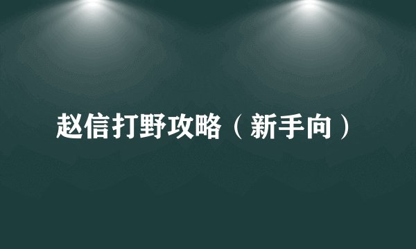赵信打野攻略（新手向）