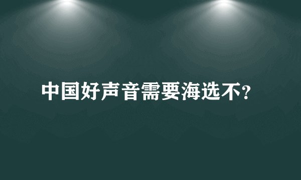 中国好声音需要海选不？
