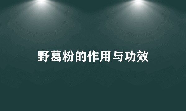 野葛粉的作用与功效