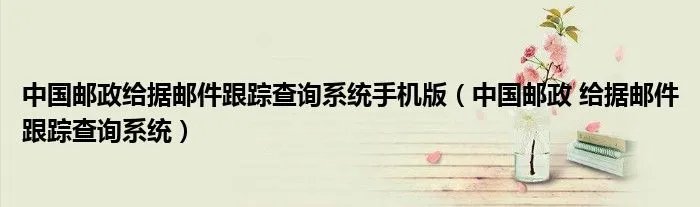 中国邮政给据邮件跟踪查询系统手机版（中国邮政 给据邮件跟踪查询系统）