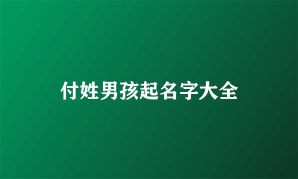 付姓男孩起名字大全
