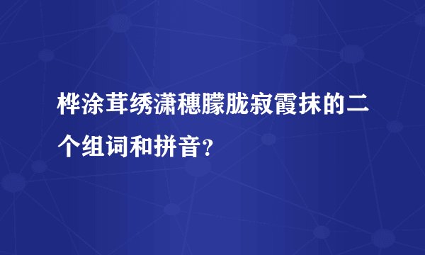 桦涂茸绣潇穗朦胧寂霞抹的二个组词和拼音？