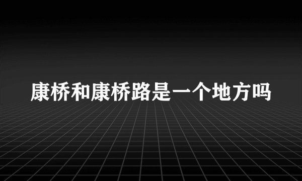 康桥和康桥路是一个地方吗