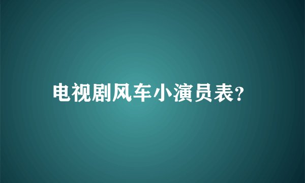 电视剧风车小演员表？
