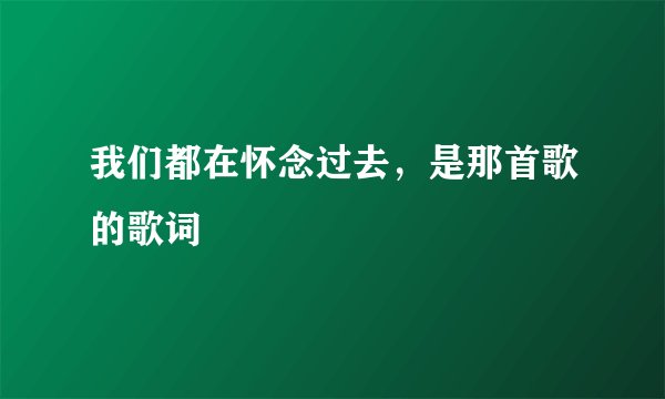 我们都在怀念过去，是那首歌的歌词
