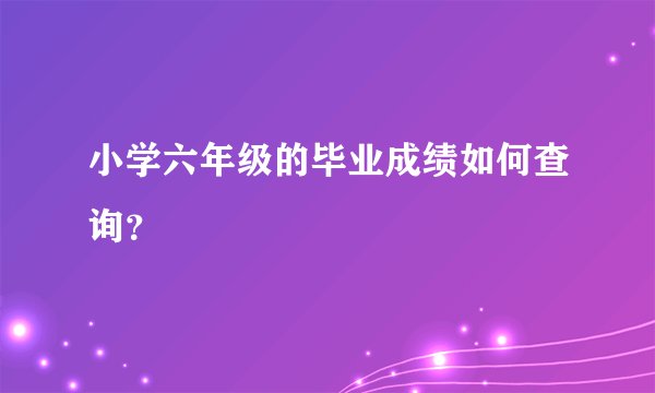 小学六年级的毕业成绩如何查询？