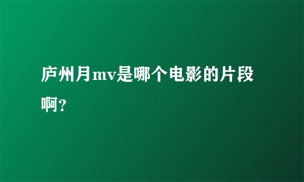 庐州月mv是哪个电影的片段啊？