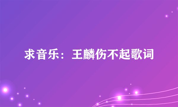 求音乐：王麟伤不起歌词