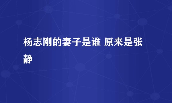 杨志刚的妻子是谁 原来是张静