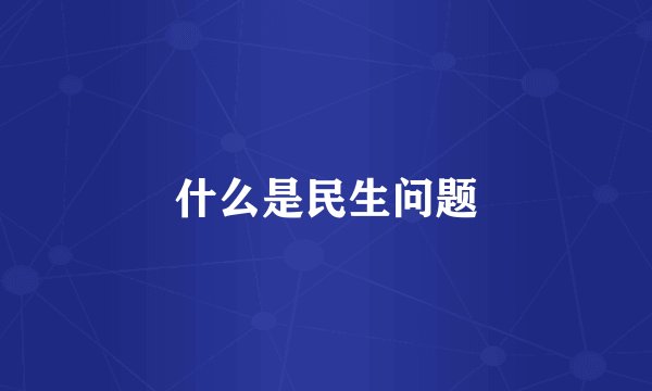 什么是民生问题