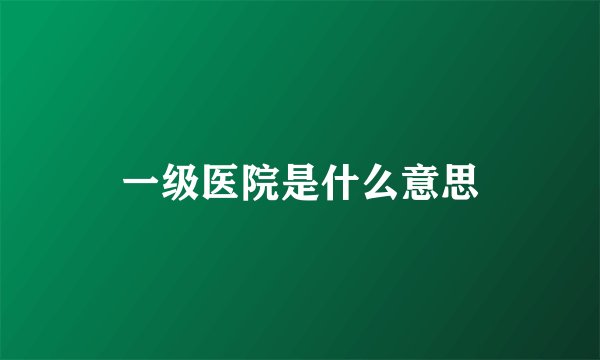一级医院是什么意思