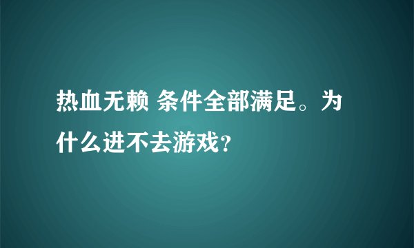 热血无赖 条件全部满足。为什么进不去游戏？