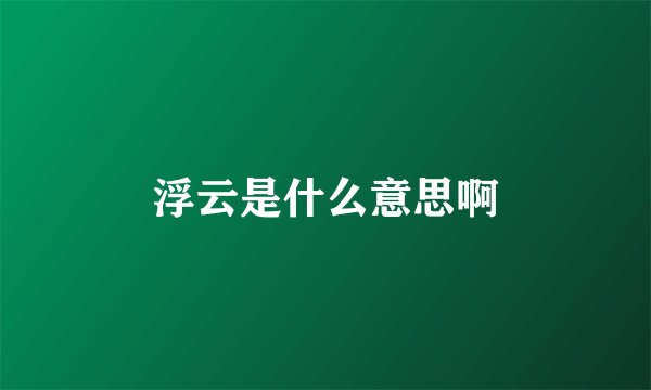 浮云是什么意思啊