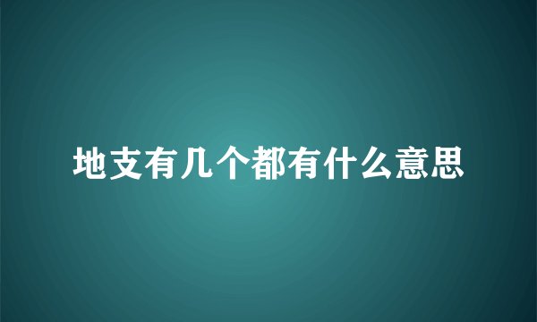 地支有几个都有什么意思