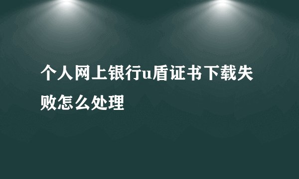 个人网上银行u盾证书下载失败怎么处理