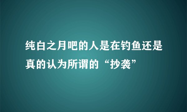 纯白之月吧的人是在钓鱼还是真的认为所谓的“抄袭”
