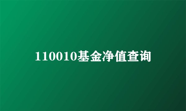 110010基金净值查询
