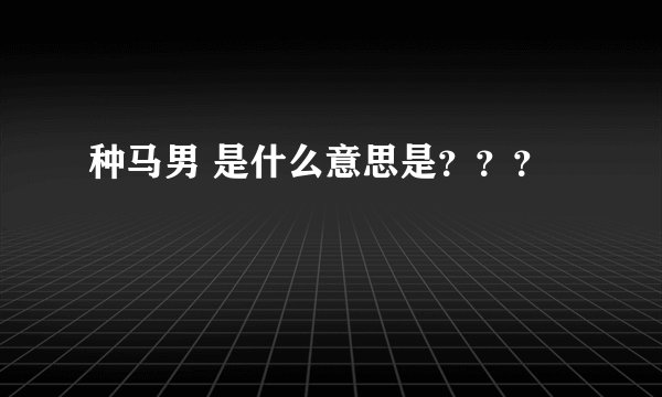 种马男 是什么意思是？？？
