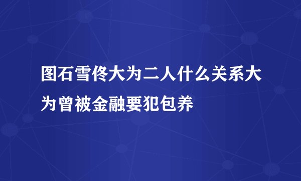 图石雪佟大为二人什么关系大为曾被金融要犯包养