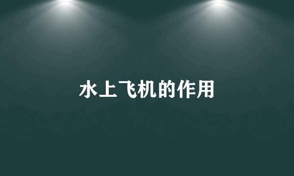 水上飞机的作用
