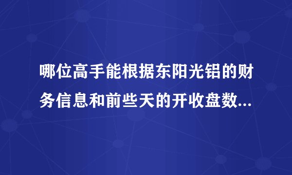 哪位高手能根据东阳光铝的财务信息和前些天的开收盘数据分析一下它的股票潜力？