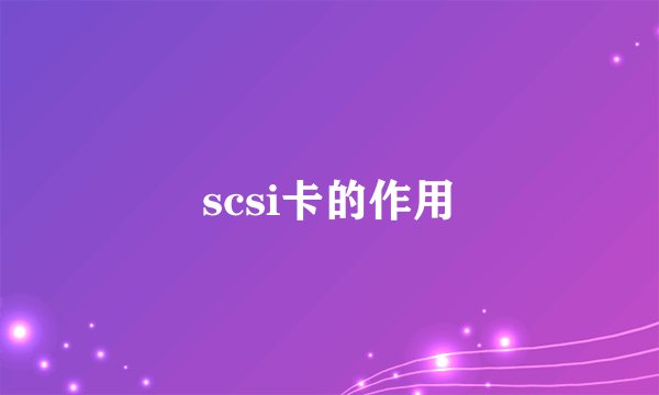 scsi卡的作用