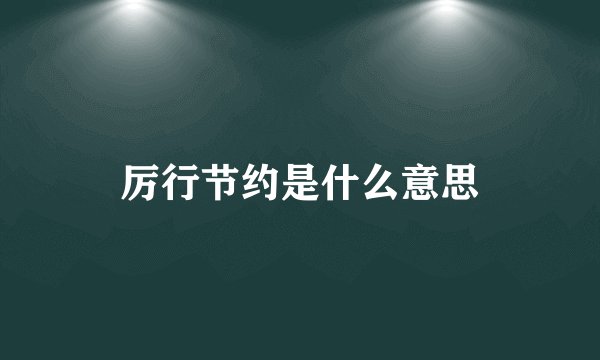 厉行节约是什么意思