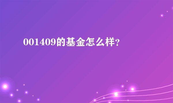001409的基金怎么样？