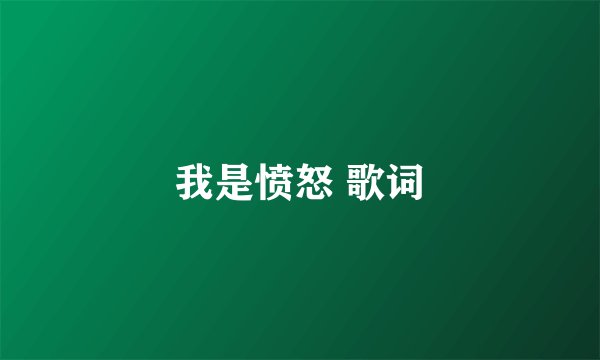我是愤怒 歌词