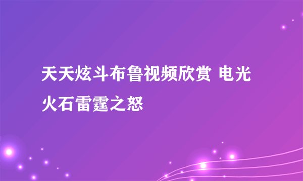 天天炫斗布鲁视频欣赏 电光火石雷霆之怒