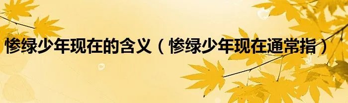 惨绿少年现在的含义（惨绿少年现在通常指）
