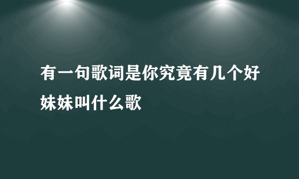 有一句歌词是你究竟有几个好妹妹叫什么歌