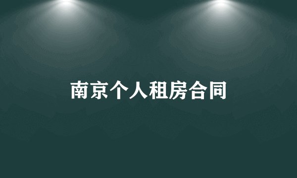 南京个人租房合同