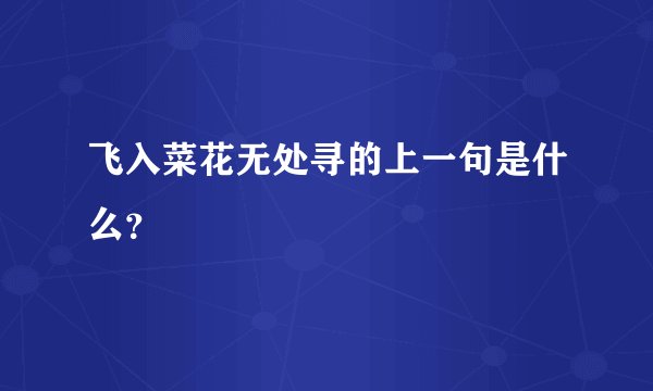 飞入菜花无处寻的上一句是什么？