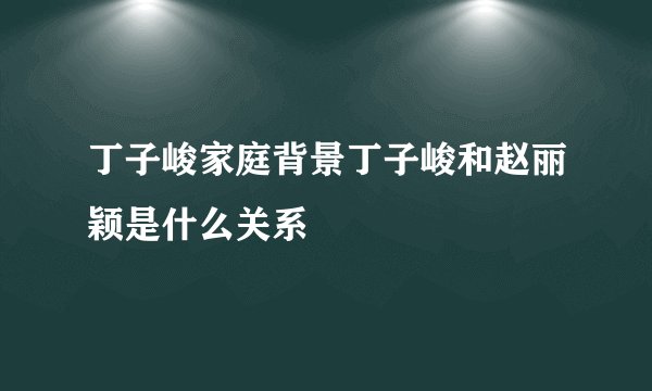 丁子峻家庭背景丁子峻和赵丽颖是什么关系