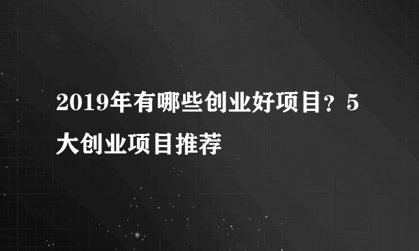 2019年有哪些创业好项目？5大创业项目推荐
