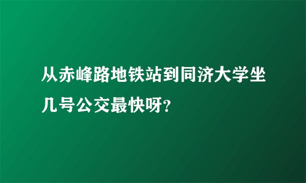 从赤峰路地铁站到同济大学坐几号公交最快呀？