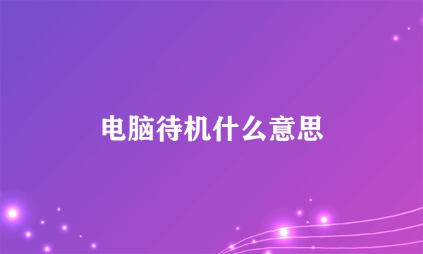 电脑待机什么意思