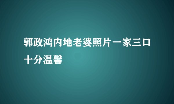 郭政鸿内地老婆照片一家三口十分温馨