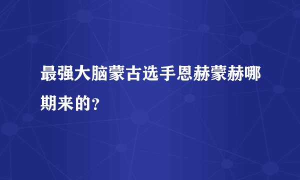 最强大脑蒙古选手恩赫蒙赫哪期来的？