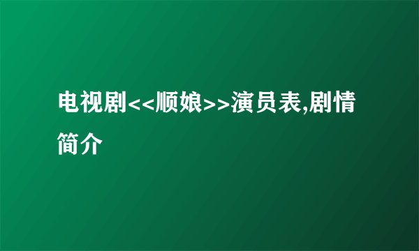 电视剧<<顺娘>>演员表,剧情简介